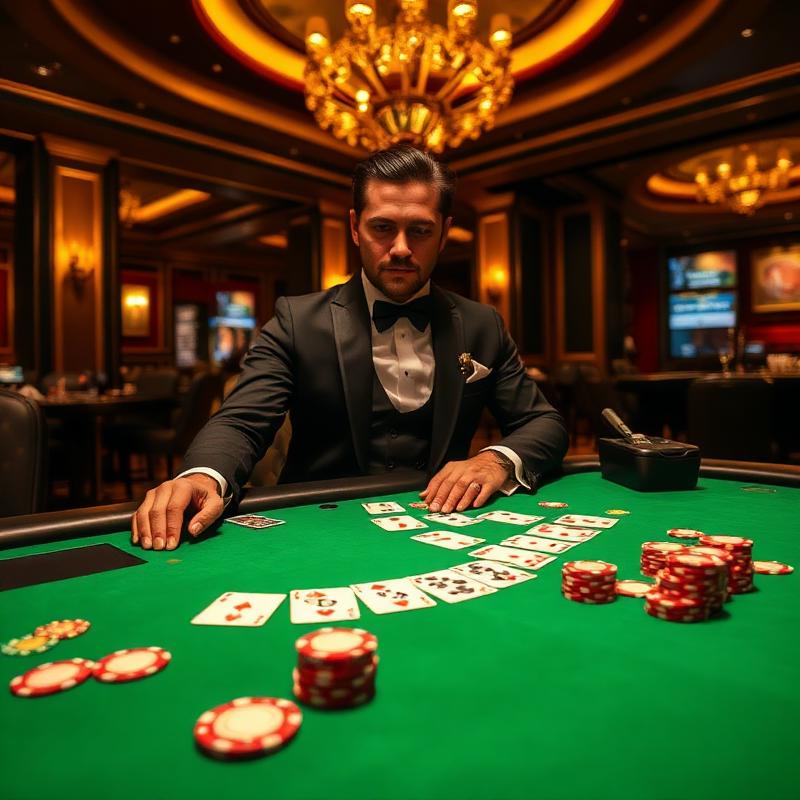 Profesjonalny krupier przy stole do gry