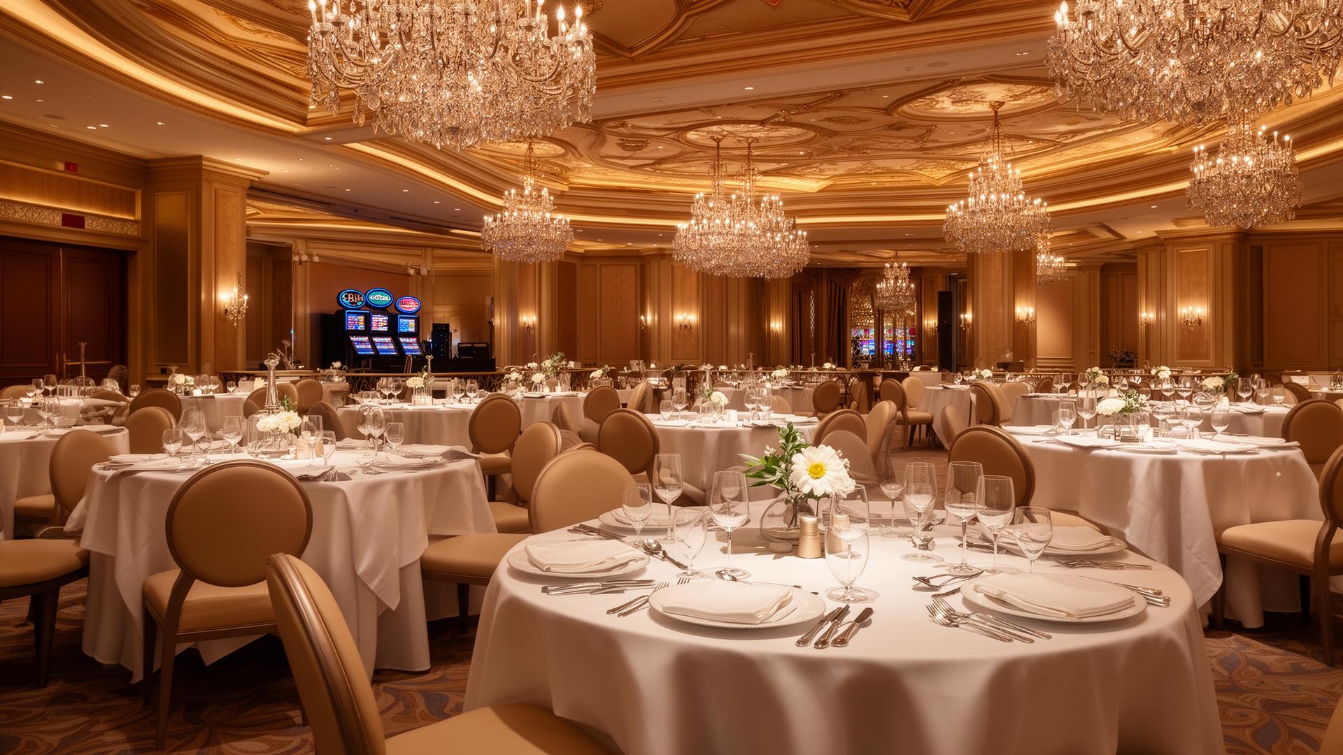 Elegancka restauracja Sequenced-Notes z białymi obrusami